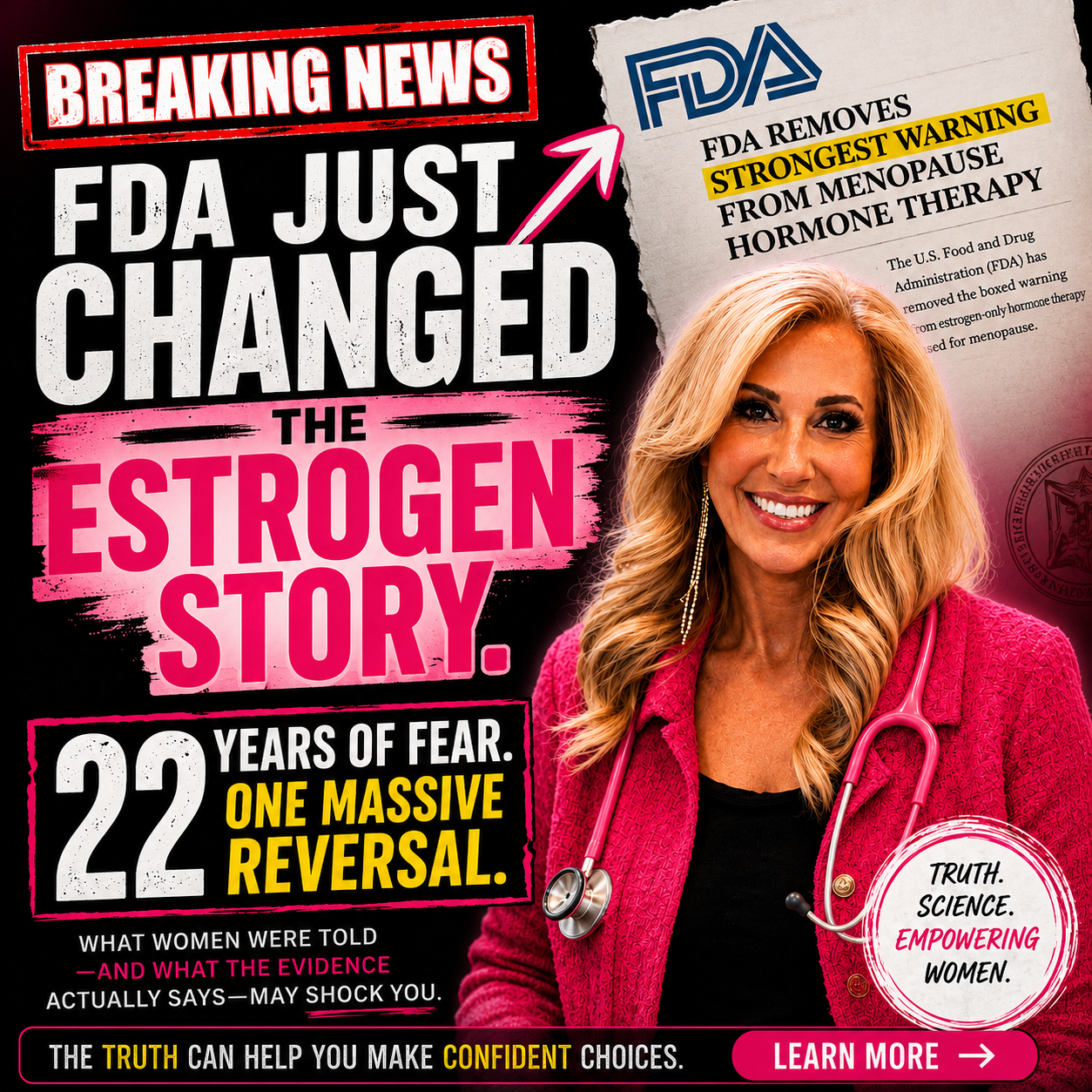 Breaking News: FDA just changed the estrogen story. 22 years of fear. One massive reversal. Dr. Tammy Tucker on the FDA removing its strongest warning from menopause hormone therapy.
